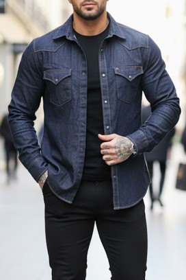 ανδρικό πουκάμισο TORMER INDIGO