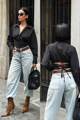 γυναικείο πουκάμισο BANSOLTA BLACK