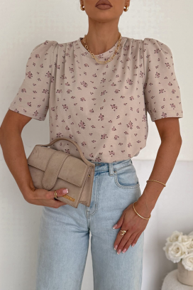 κοντομάνικο μπλουζάκι DAFNILDA BEIGE