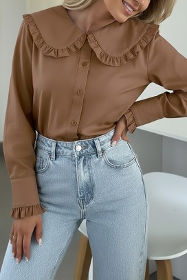 γυναικείο πουκάμισο AFETINA BROWN