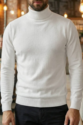 ανδρικό πουλόβερ BENZEMO WHITE