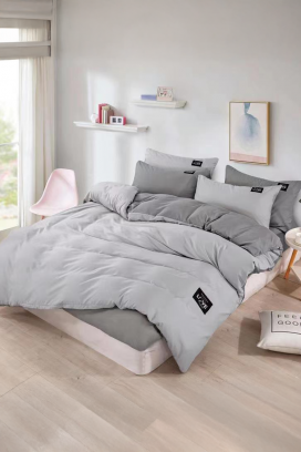 σετ κρεβατοκάμαρας RONELMSY GREY 200x220 cm βαμβακερό - 4 τεμ.