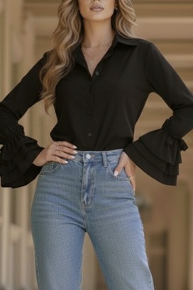γυναικείο πουκάμισο KRAMELZA BLACK