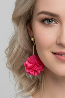 σκουλαρίκια KARALONZA FUCHSIA