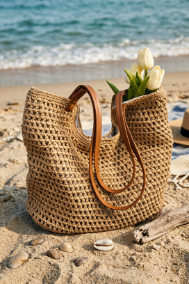 τσάντα παραλίας DELVONDA BEIGE