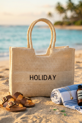 τσάντα παραλίας HOLIANZA ECRU