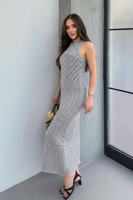 πλεκτό αμάνικο φόρεμα παραλίας SOLMIRA GREY