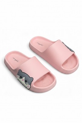 γυναικείες παντόφλες με σχέδιο γατάκι KEYTINA PINK