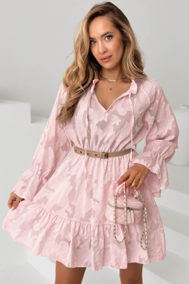 αέρινο κλος κοντό φόρεμα με βολάν ARIANSA PINK