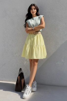 μίντι φούστα σε ανοιχτή γραμμή με ψηλή μέση FRANCA YELLOW
