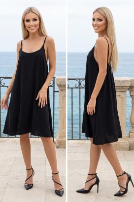ρομαντικό κοντό φόρεμα με λεπτές τιράντες SENTANA BLACK